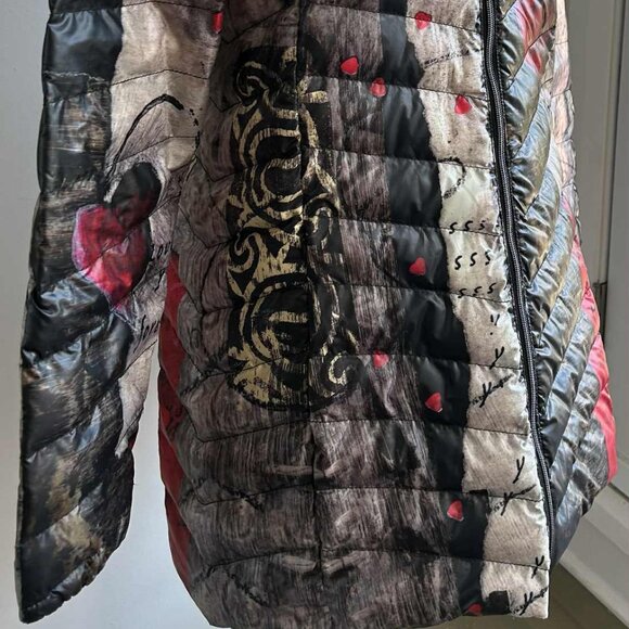 NWOT Dolcezza Simply Art Multicolor Puffer Coat with Hood & Zip Pockets – US S - Picture 2 of 11